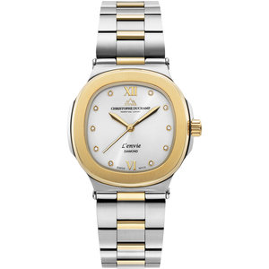 Christophe Duchamp L'envie (dames) - Zilveren wijzerplaat met gouden en zilveren roestvrijstalen band