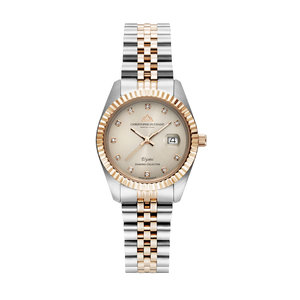 Christophe Duchamp Élysées (dames) - Beige Dial with Rose Gold & Silver Stainless Steel Strap