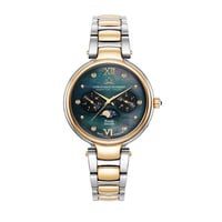 Etoile (dames) - Zwarte wijzerplaat met goud- en zilverkleurige roestvrijstalen band