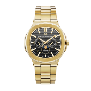 Christophe Duchamp L'envie Moonphase (heren) - Zwarte wijzerplaat met gouden roestvrijstalen band
