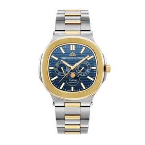 Christophe Duchamp L'envie Moonphase (heren) - Blauwe wijzerplaat met goud- en zilverkleurige roestvrijstalen band