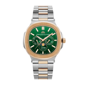 Christophe Duchamp L'envie Moonphase (heren) - Groene wijzerplaat met roségouden en zilverkleurige roestvrijstalen band Christophe Duchamp L'envie Moonphase (heren) - Groene wijzerplaat met roségouden en zilverkleurige roestvrijstalen band