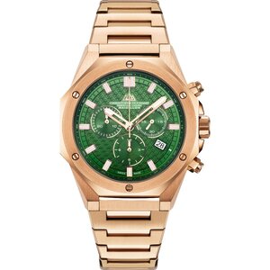 Christophe Duchamp Raidillon Chrono (heren) - Groene wijzerplaat met roségouden roestvrijstalen band