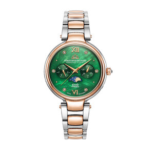 Christophe Duchamp Etoile (dames) - Groene wijzerplaat met roségouden en zilverkleurige roestvrijstalen band