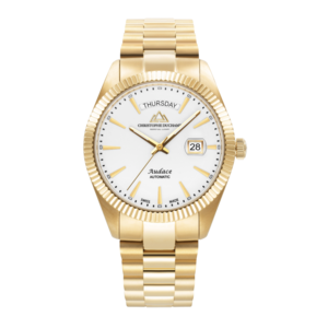 Christophe Duchamp Audace II - Witte wijzerplaat met gouden roestvrijstalen band