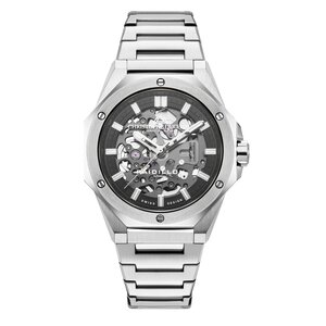 Christophe Duchamp Raidillon Skeleton - Zwarte en zilveren wijzerplaat met zilveren roestvrijstalen band