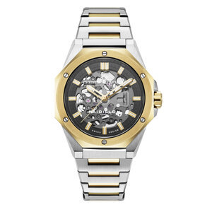 Christophe Duchamp Raidillon Skeleton - Zwarte en zilveren wijzerplaat met gouden en zilveren roestvrijstalen band