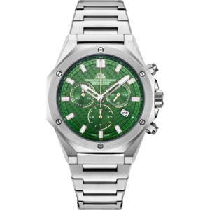Christophe Duchamp Raidillon Chrono (heren) - Groene wijzerplaat met zilverkleurige roestvrijstalen band