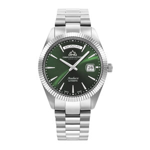 Christophe Duchamp Audace  II - Groene wijzerplaat met zilverkleurige roestvrijstalen band