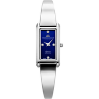 Aurora (dames) - Blauwe wijzerplaat met zilverkleurige roestvrijstalen band