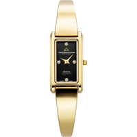 Aurora (dames) - Zwarte wijzerplaat met gouden roestvrijstalen band