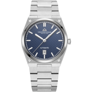 Christophe Duchamp Attitude Auto (heren) - Blauwe wijzerplaat met zilverkleurige kast en zilverkleurige roestvrijstalen band