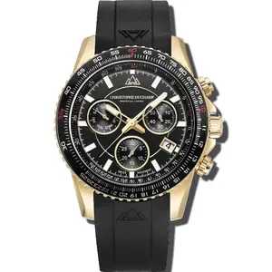 Christophe Duchamp Christophe Duchamp Velocité V2 Herenhorloge – Zwarte Wijzerplaat – Goudkleurige Kast – Zwarte Rubberband Christophe Duchamp Christophe Duchamp Velocité V2 Herenhorloge – Zwarte Wijzerplaat – Goudkleurige Kast – Zwarte Rubberband