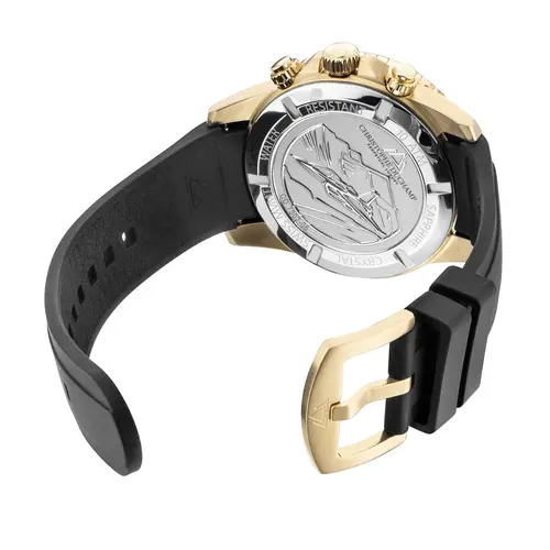 Christophe Duchamp Christophe Duchamp Velocité V2 Herenhorloge – Zwarte Wijzerplaat – Goudkleurige Kast – Zwarte Rubberband Christophe Duchamp Christophe Duchamp Velocité V2 Herenhorloge – Zwarte Wijzerplaat – Goudkleurige Kast – Zwarte Rubberband