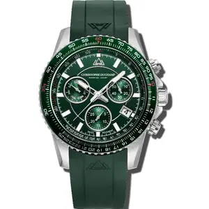 Christophe Duchamp Velocite V2 - Groene wijzerplaat met zilverkleurige kast en groene rubberen band