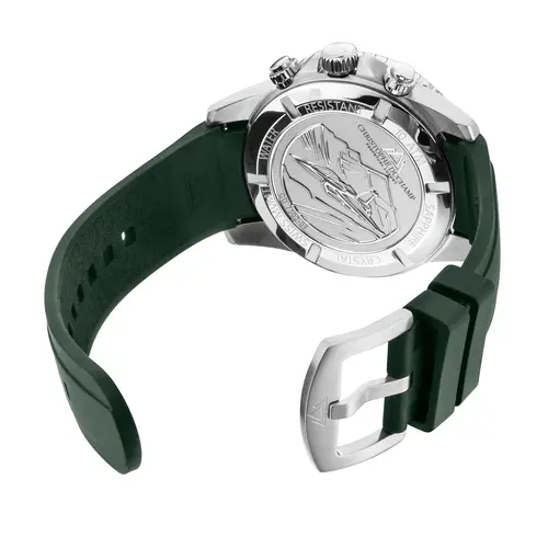 Christophe Duchamp Velocite V2 - Groene wijzerplaat met zilverkleurige kast en groene rubberen band