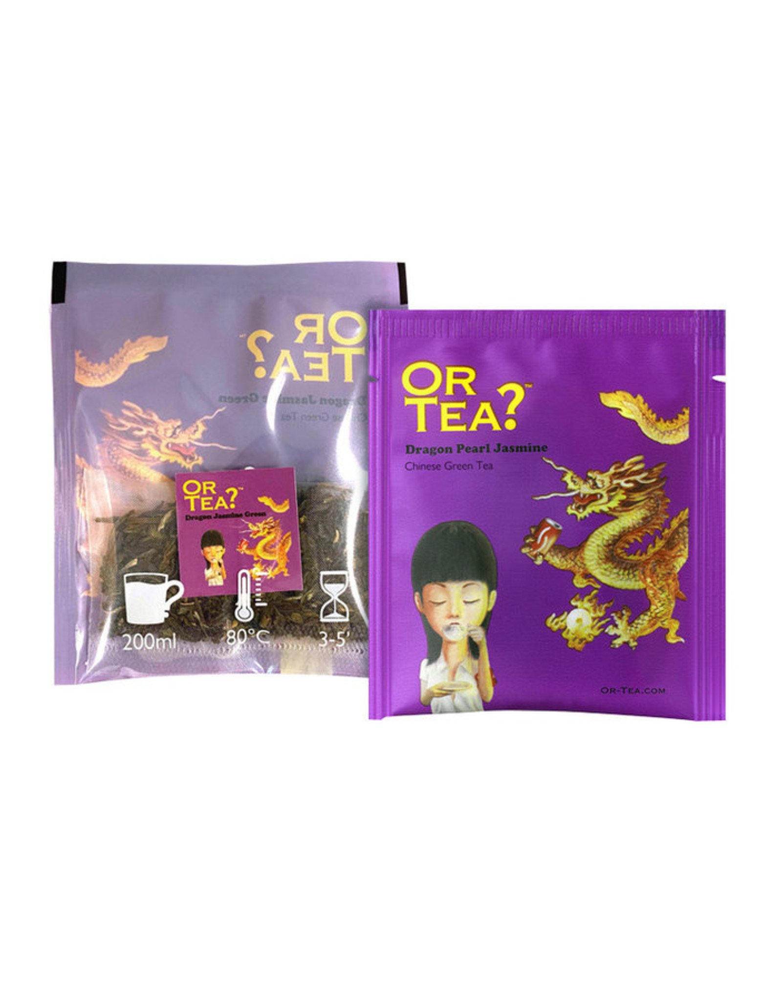 Or Tea? Organic Dragon Jasmine Green 10-Sachet Box (Pillow)