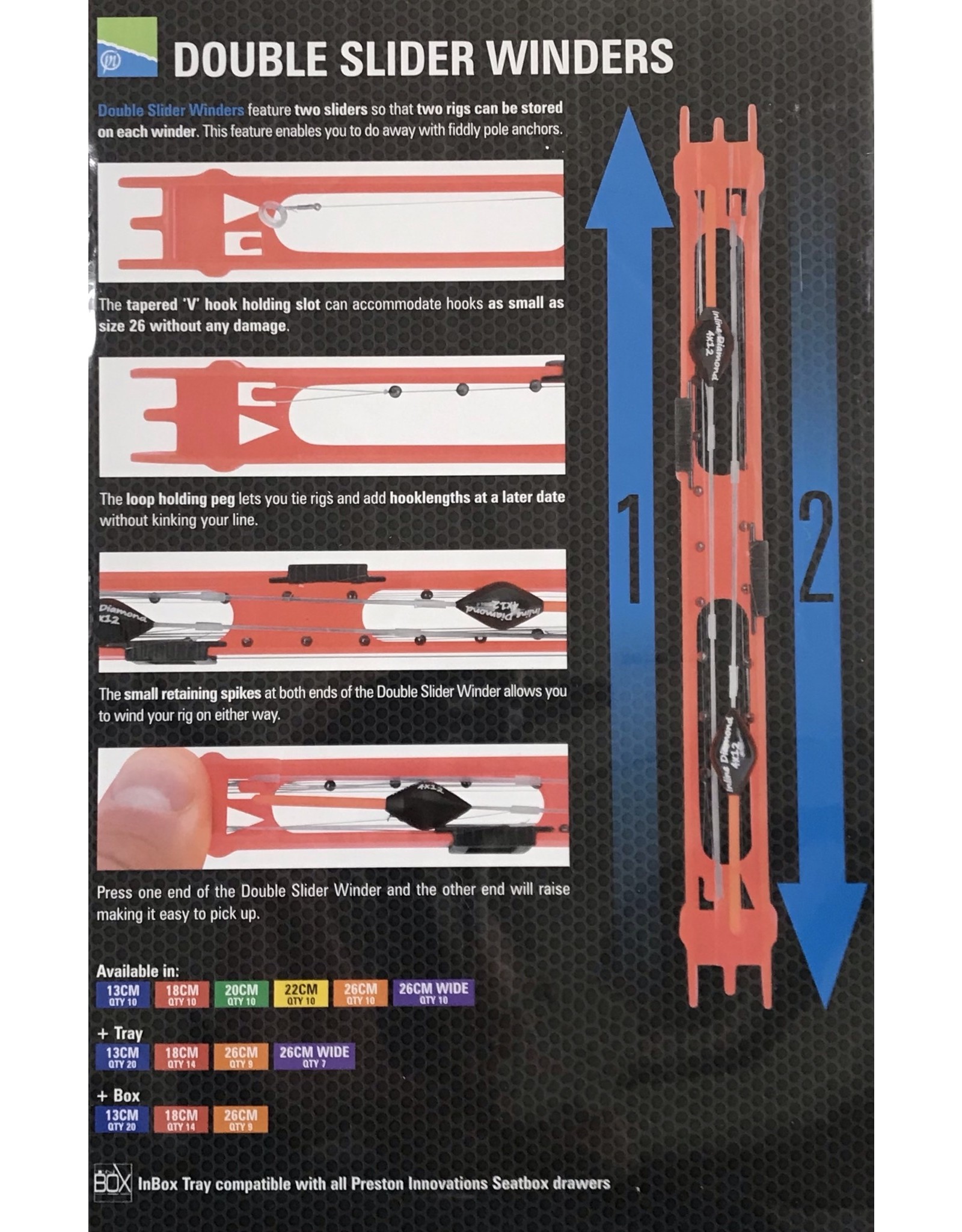 Preston DOUBLE SLIDER WINDERS - 26CM WIDE IN A TRAY