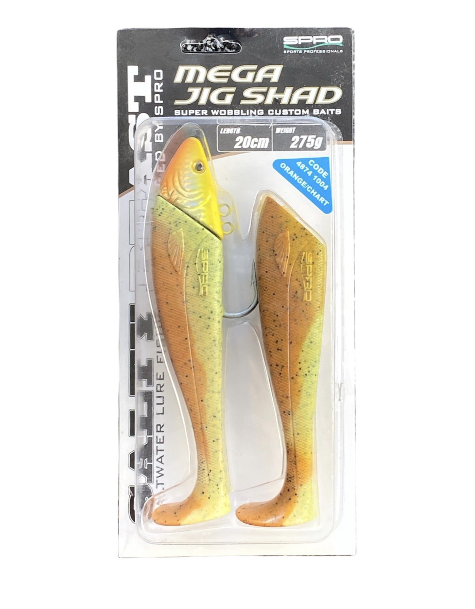 Spro Mega jig shad 20cm 275gr orange/chart