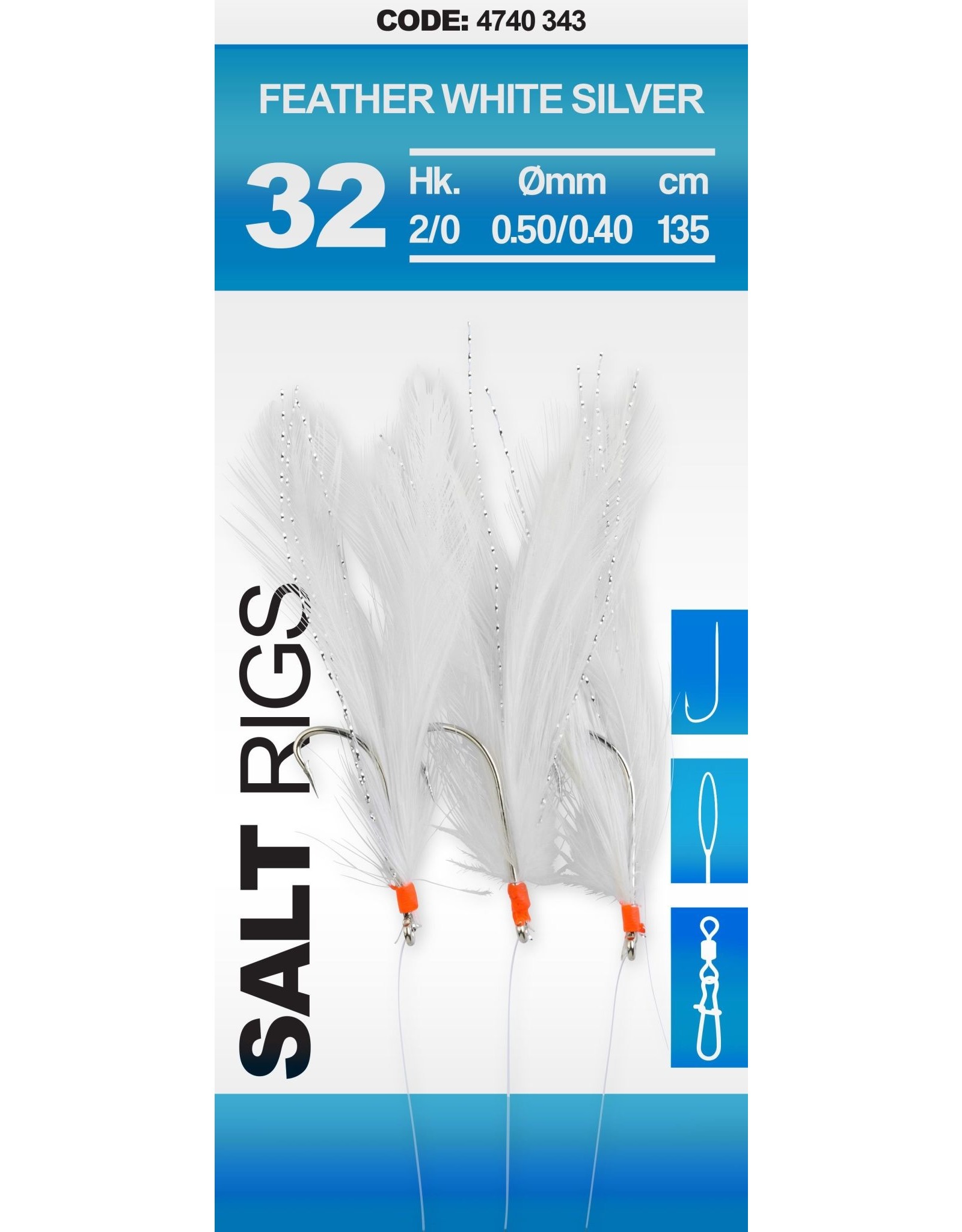 Spro 32 SALT RIG FEATHER WHITE SILVER #2/0 3H