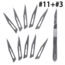 Feather Super-Hard Stainless Steel Surgical Blades (Handle with 10pcs Blades ) - #3 handle w/ #11 blades