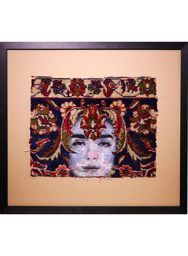 Nafir - gestencild tapijt, Untitled 2021 (inclusief lijst)