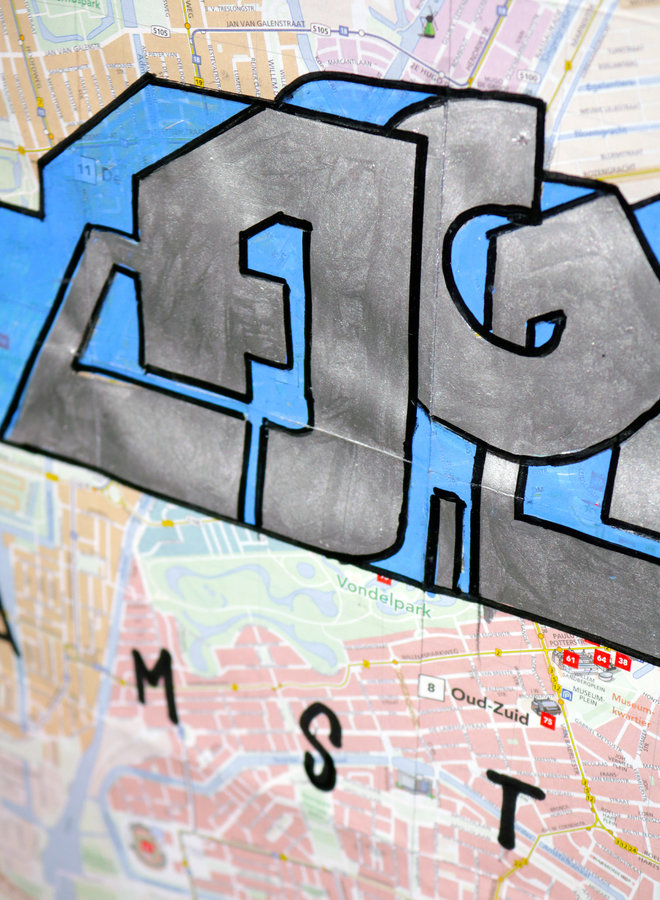 AGAIN  Amsterdam city map Big Drip (incl frame)