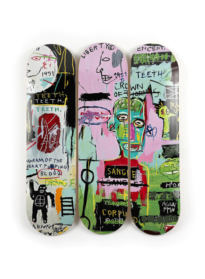 Skatedeck triptych - In Italian (Jean Michel Basquiat)