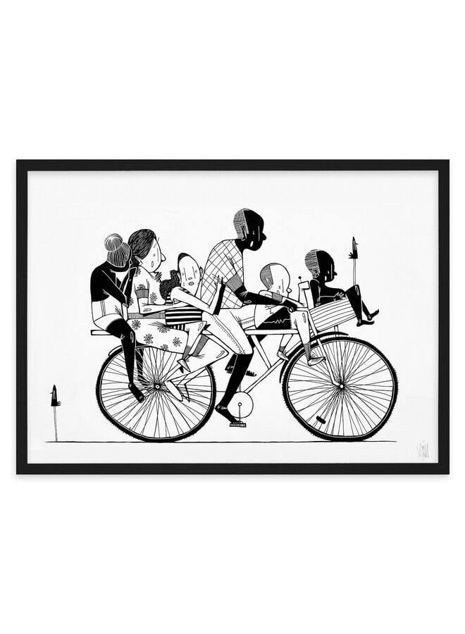 Alex Senna - Family on a Bike, Screen print, 2024