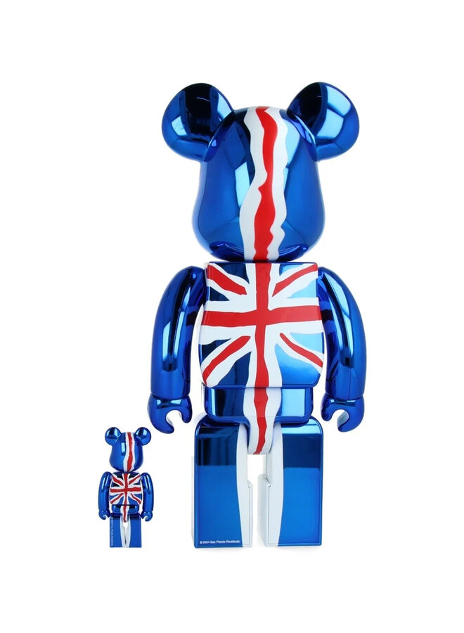 400% & 100% Bearbrick Set - Sex Pistols - God Save The Queen (Chrome)