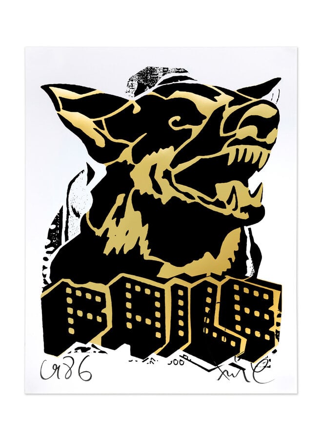 FAILE - FAILE Dog Black Gold, signed print