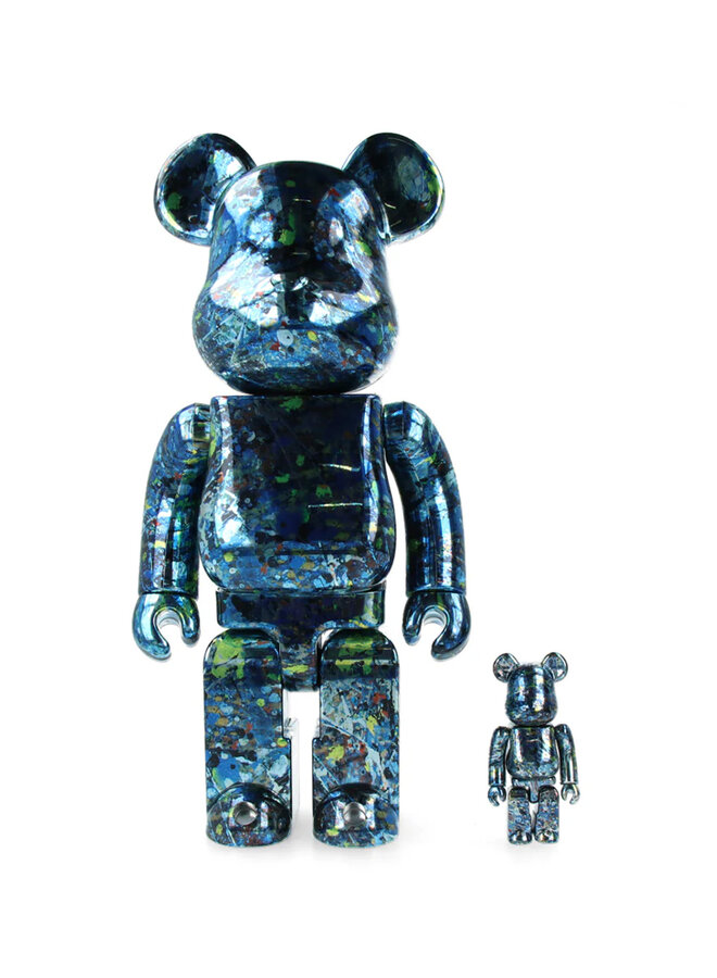 400% & 100% Bearbrick Set - Jackson Pollock Studio (Chrome Ver.)