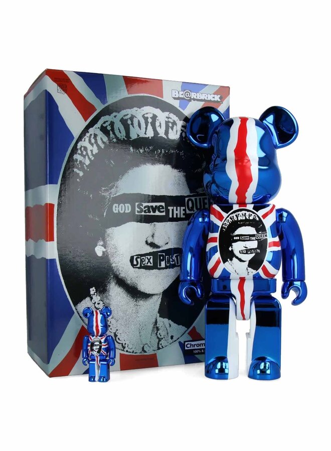 400% & 100% Bearbrick Set - God Save the Queen, Sex Pistols (Chrome Ver.)