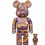 400% + 100% Bearbrick Set - Chiyogami II (Purple ed.)