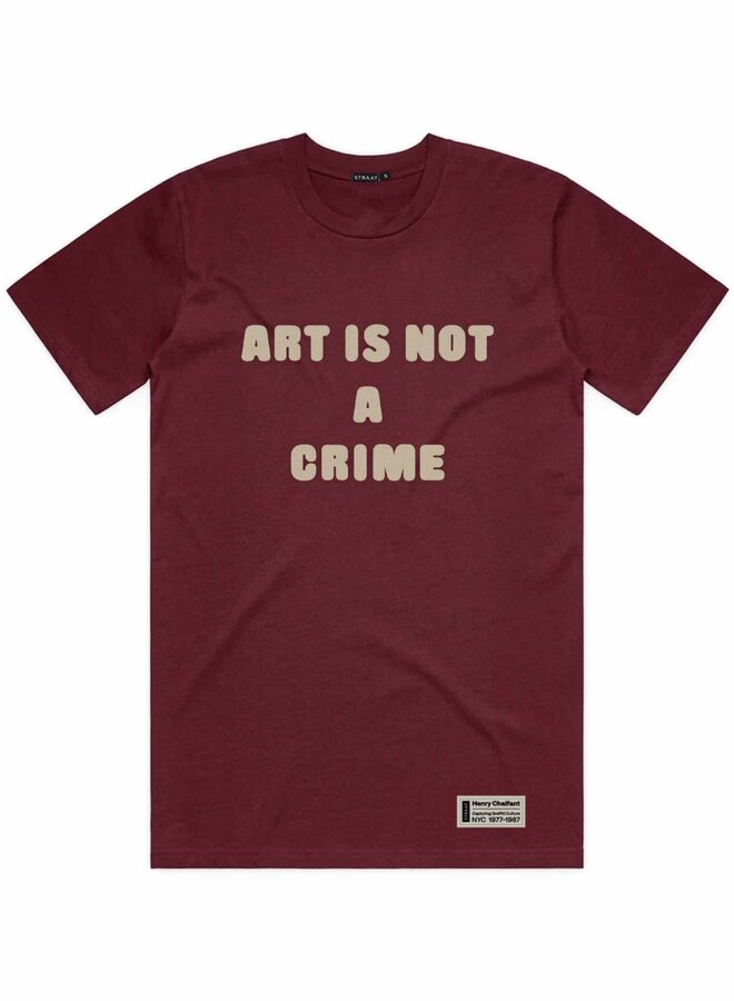 ART IS NOT A CRIME T-shirt - Bordeaux