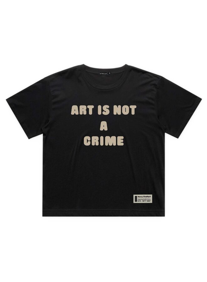 ART IS NOT A CRIME Cropped T-shirt - Black