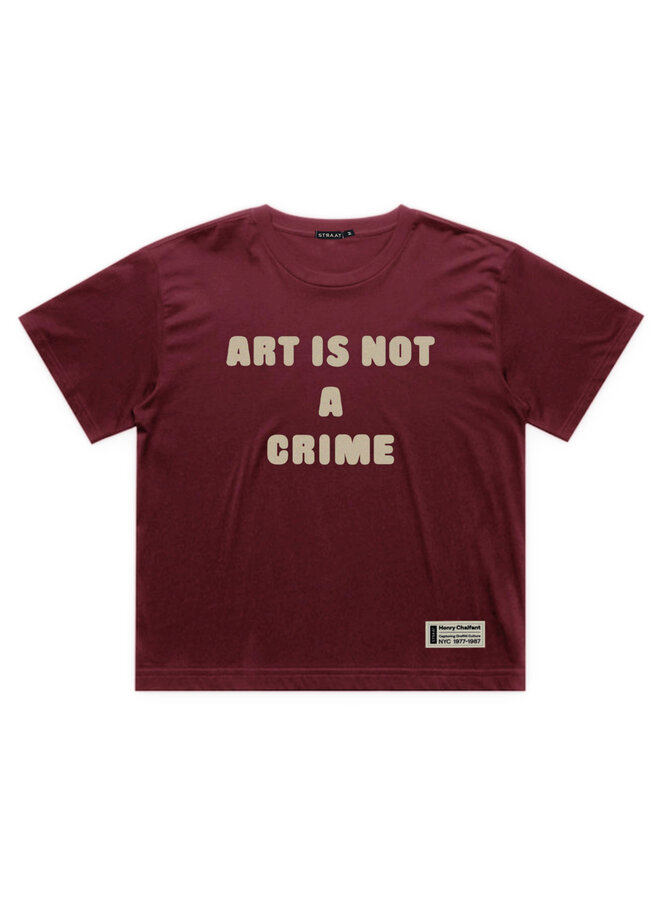 ART IS NOT A CRIME Cropped T-shirt - Bordeaux