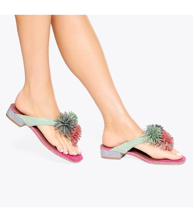 Kurt Geiger Pom pom t-bar flat sdl-mult/other-suede