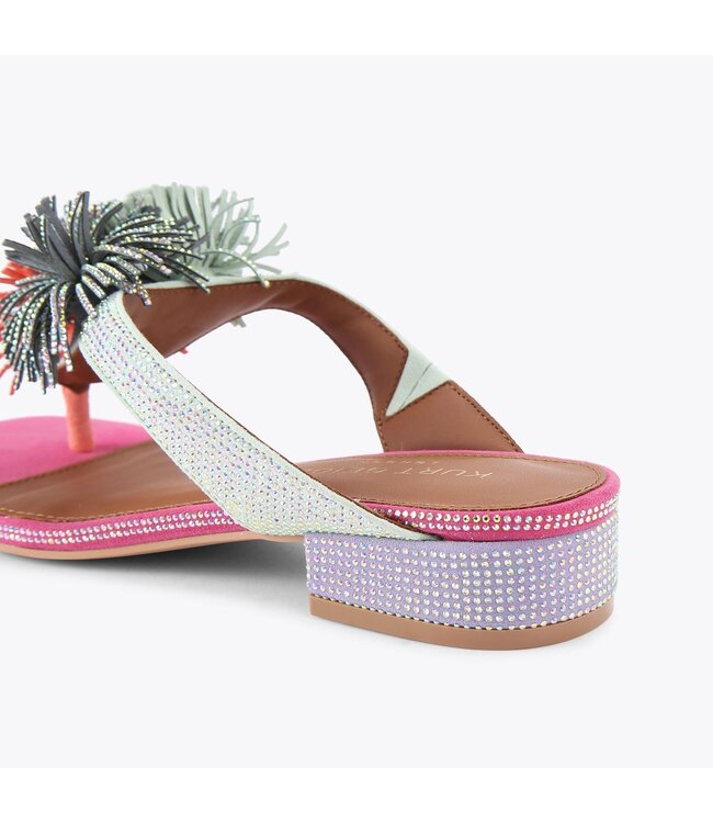 Kurt Geiger Pom pom t-bar flat sdl-mult/other-suede