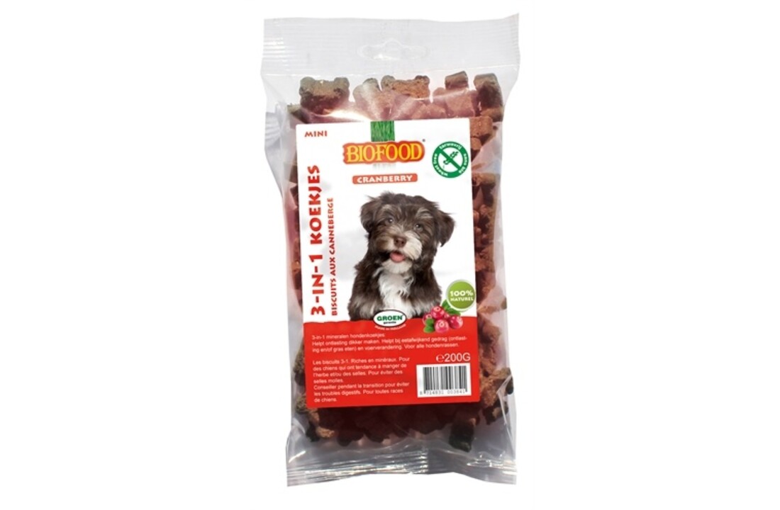 Biofood 3 in 1 hondenkoekjes met cranberry mini