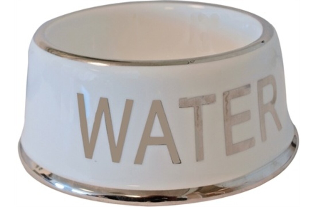 Drinkbak hond water wit/zilver