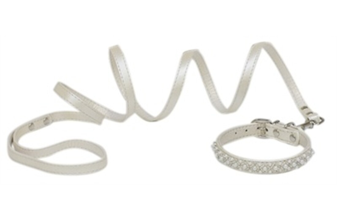 Croci hondenriem met halsband pearls parels wit