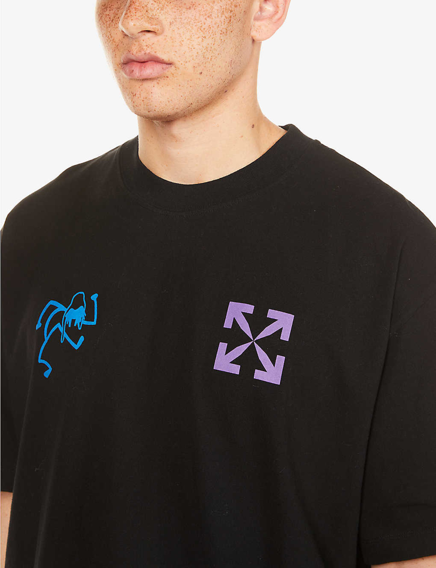 Off White T-Shirt Blue 90's Liquid Over 
