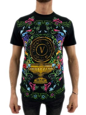 Versace Jeans Couture Versace Jeans Couture T-Shirt Panel Garden V-Emb SS23 Black