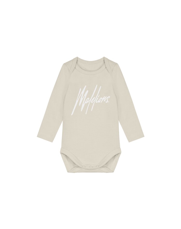 Malelions Malelions Junior Baby Longsleeve Bodysuit Signature Beige