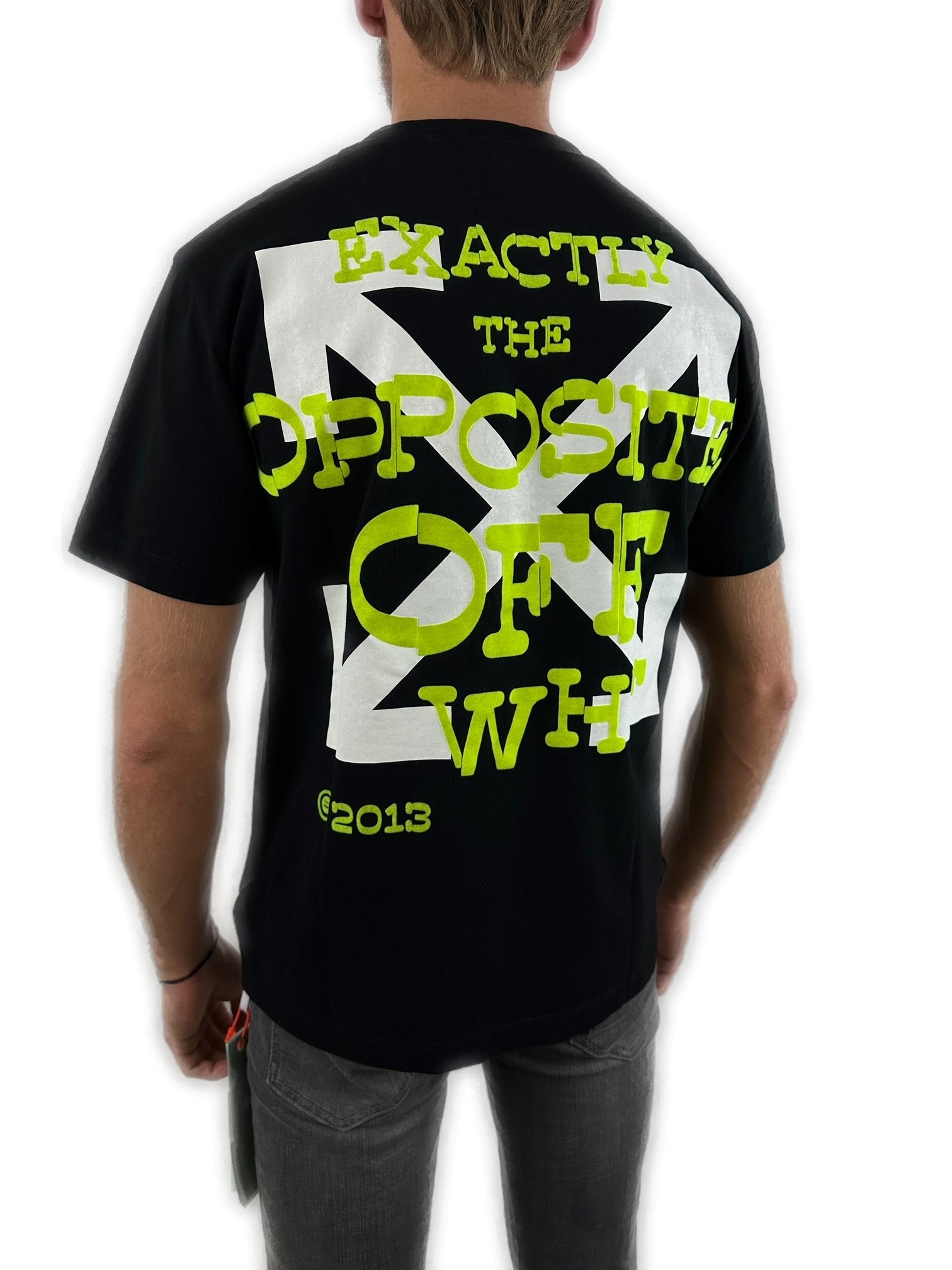 Off White T Shirt Opposite Arr Slim JER0061050 SS23 Black Lime Luna
