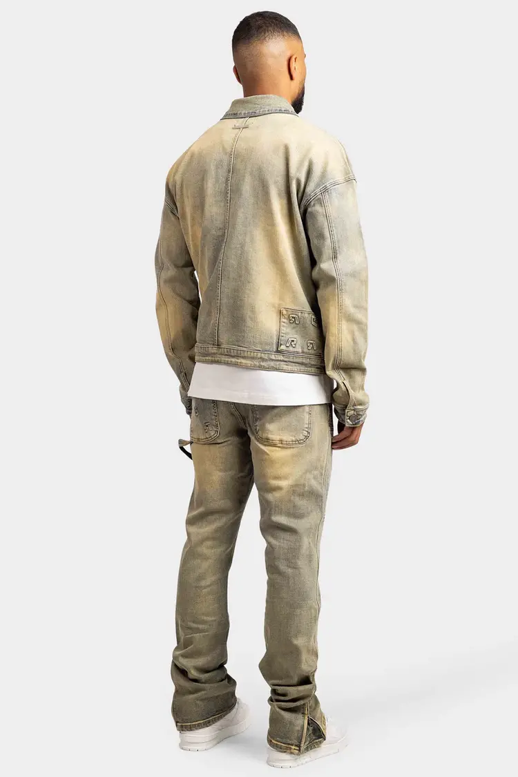 Rivero Rivero Jeans Embossed Straight Worker Denim SS24 Blue Beige