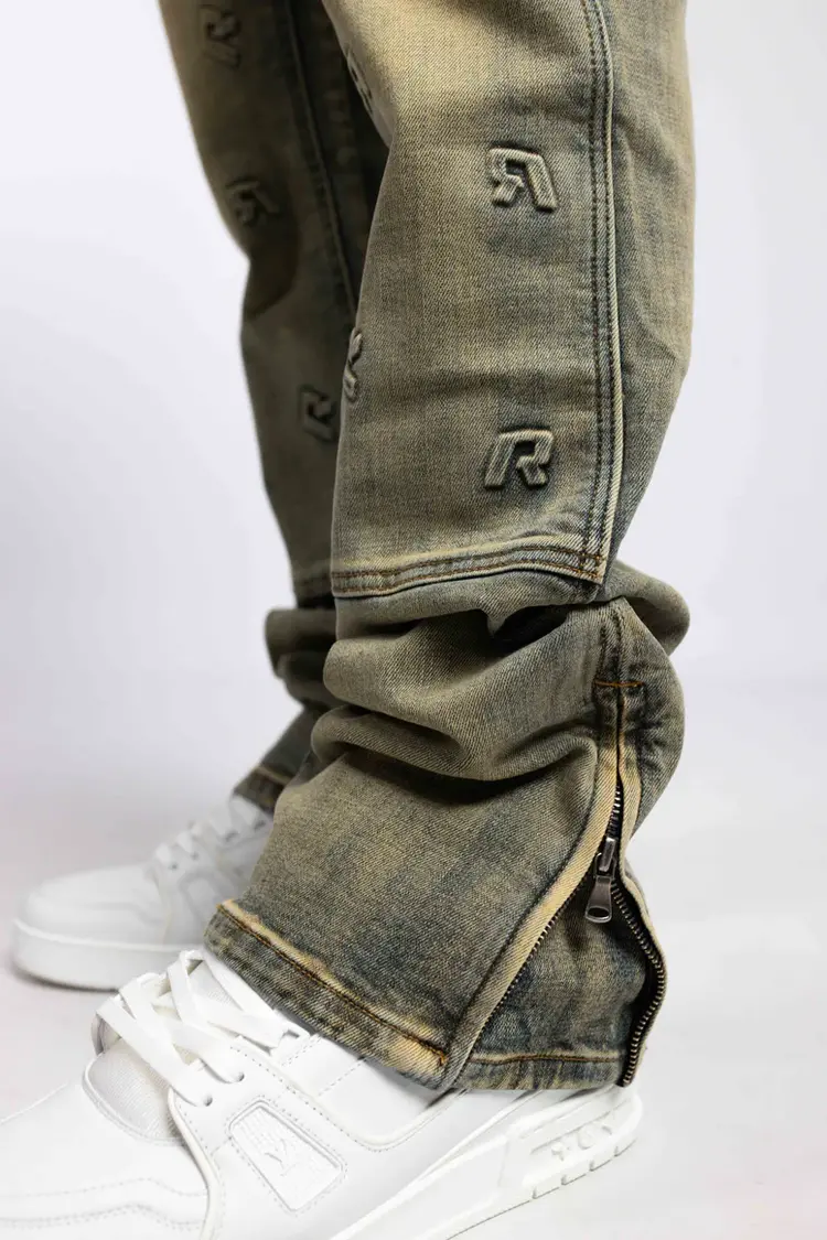 Rivero Rivero Jeans Embossed Straight Worker Denim SS24 Blue Beige