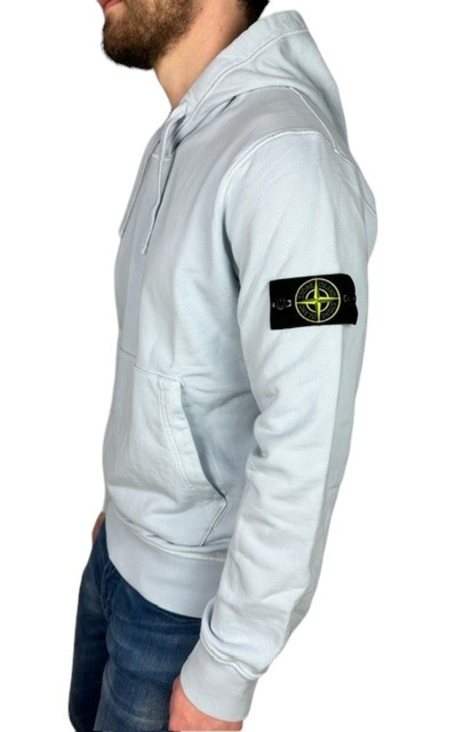 Baby blue stone island hoodie sale