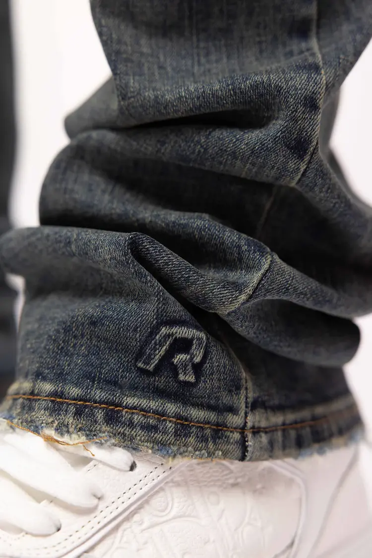 Rivero Rivero Jeans Regular Plain Embossed Denim FW24 Dark Blue